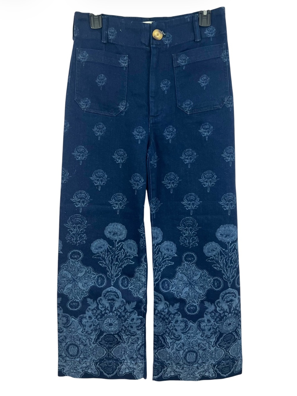 Anthropologie Maeve Colette Floral High Rise Wide Leg Crop Jeans